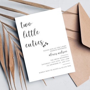 Twin Baby Shower Invitation, Baby Shower Invitation Gender Neutral, Twin Baby Shower Party Invite, Twin Girls, Twin Boys, Invitation Digital