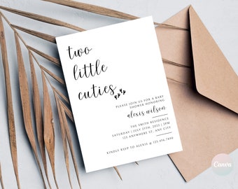 Twin Baby Shower Invitation, Baby Shower Invitation Gender Neutral, Twin Baby Shower Party Invite, Twin Girls, Twin Boys, Invitation Digital