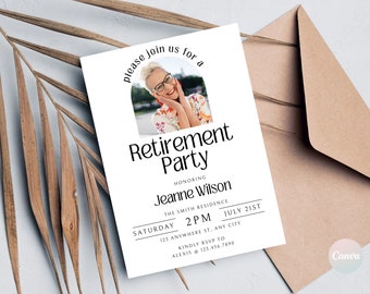 Retirement Invitation, Retirement Party Invitation, Retirement Invitation Instant Download, Minimal Retirement Invite, Invitation Templates