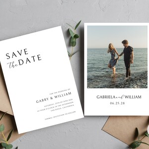 Save the Date Template With Photo, Digital Save the Dates, Wedding Save The Dates Templates, Minimalist Save The Date Template Download,