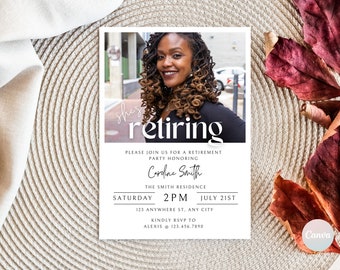 Retirement Invitation, Retirement Party Invitation, Retirement Invitation Instant Download, Photo Retirement Invite, Invitation Templates