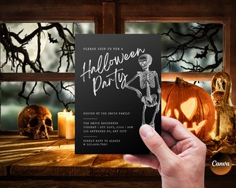 Halloween Party Invitation, Halloween Invitation, Halloween Costume Party, Halloween Party Ideas, Skeleton Halloween Invite Template