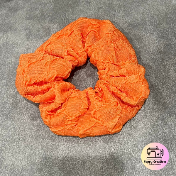 Handmade Hair Scrunchie - Orange Hair Scrunchie - Stretch Fabric Hair Scrunchie - Cute Hair Scrunchies - Spring Hair Accessories