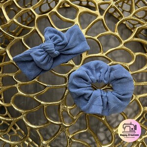 Mommy and Me Purple Flower Terry Cloth Stretch Headband And Scrunchie Set -  New Mom Gifts - Gift for Baby and Mom -Newborn Take Home Outfit