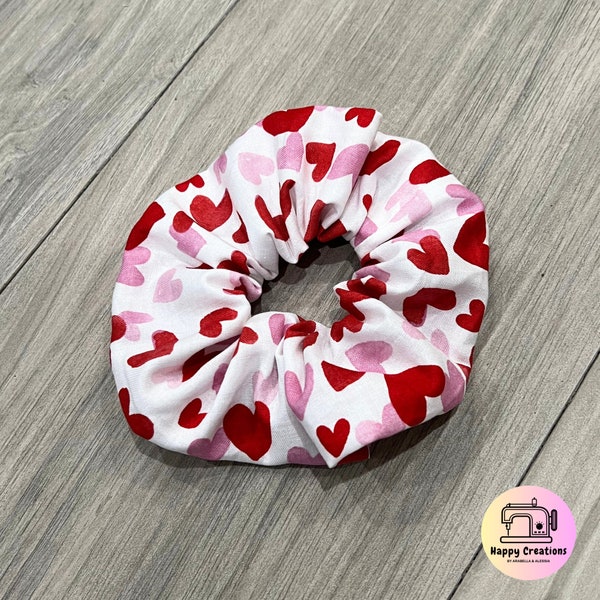 Valentines Hair Scrunchie - Valentines Day Hair Scrunchie - Cute Hearts Hair Scrunchie - Jumbo Hair Scrunchies - Hearts Hair Accessories