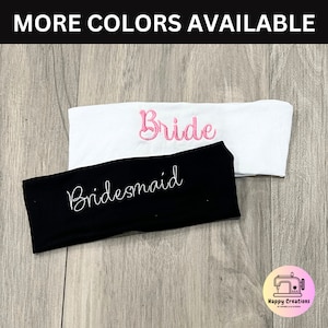 Bridal Party Headbands Embroidered -  Custom Headbands - Knit Headbands Customized - Bridesmaid and Bride Headbands - Wedding Party Gifts