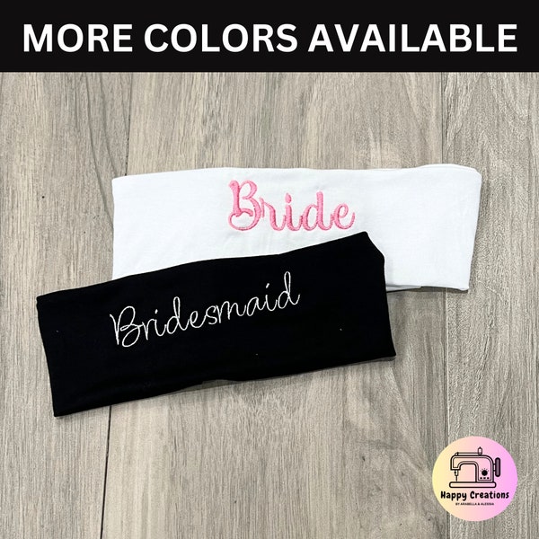 Bridal Party Headbands Embroidered -  Custom Headbands - Knit Headbands Customized - Bridesmaid and Bride Headbands - Wedding Party Gifts