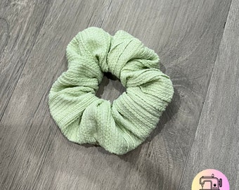 Handmade Hair Scrunchie - Mint Green Textured Hair Scrunchie - Stretch Fabric Hair Scrunchie - Cute Scrunchies - Spring Hair Accessories