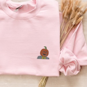 Embroidered Dwight Pumpkin Head Sweatshirt - Funny Halloween Office Shirt