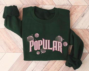 Popular Sweatshirt Glinda Sweater Pink Sweatshirt Christmas Gift, Birthday Gift Elphaba Wizard of Oz Crewneck Witch Movie