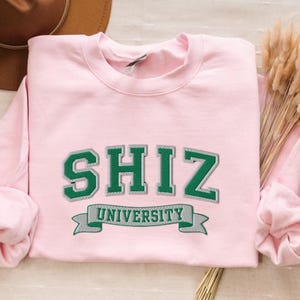 Embroidered Wicked Sweatshirt Shiz University Sweatshirt Wizard of Oz Sweatshirt Wicked Defy Gravity Witch Pink Green Wicked Musical Shirt