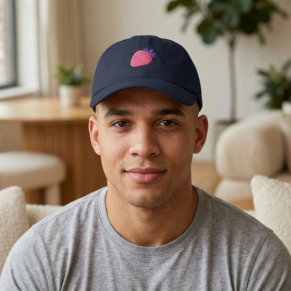 Casquette Kip Straw + Berry Hat Hockey Romance Dad Hat, Casquette de travail Kip, Cadeau pour ventilateur chauffant