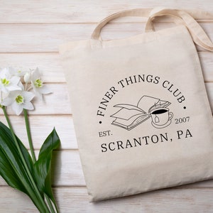 Finer Things Club Tote Bag The Office Tote Bag Gift for office fan Funny Cotton Canvas Tote  Office Merch aesthetic tote Michael Scott paper