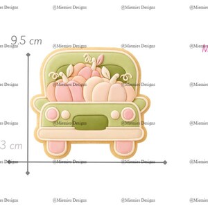 Cortador de galletas con forma de camioneta y calabaza, cortador de contornos para repostería otoñal