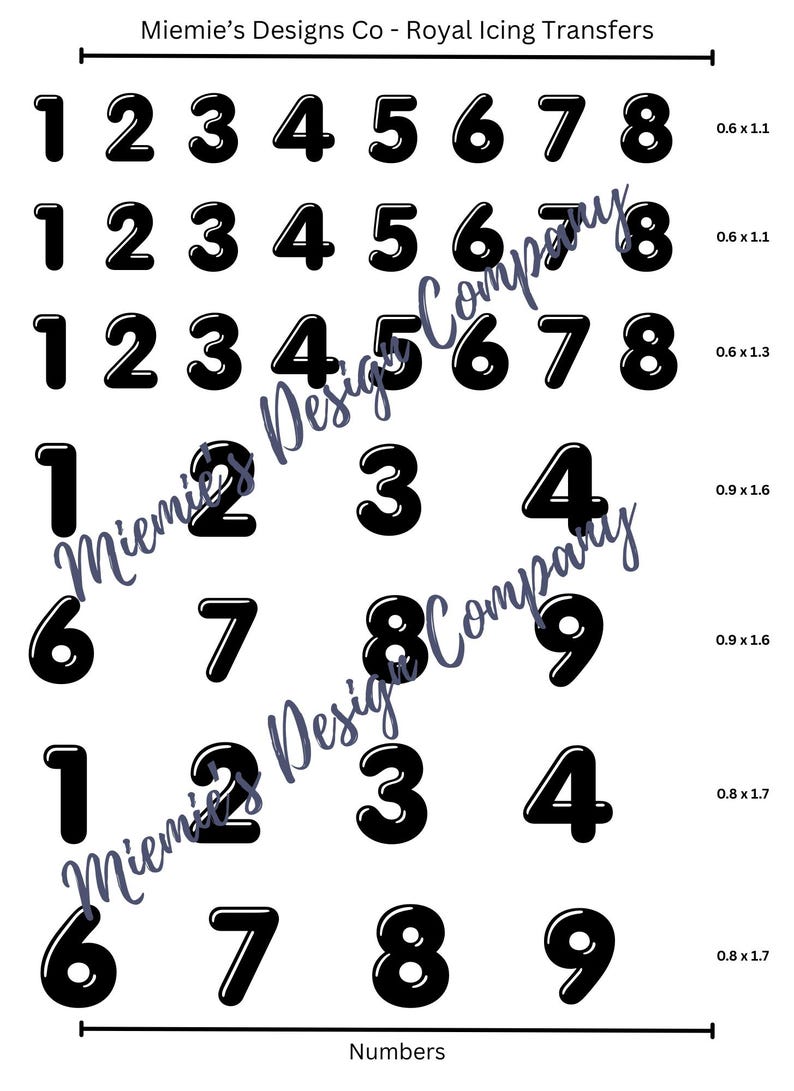 Icing Cut Numbers Royal Icing Transfer - Bubble Numbers - DIGITAL DOWNLOAD - Etsy Canada