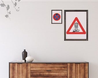 Bomberman sign - cross stitch pattern - with a mini bomb