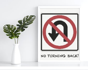 Cross stitching digital pattern - Road sign