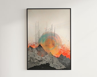 Abstract Topography Line Art | Wall Decor, Digital Print | Landscape Wood Design | Digital Download | #2