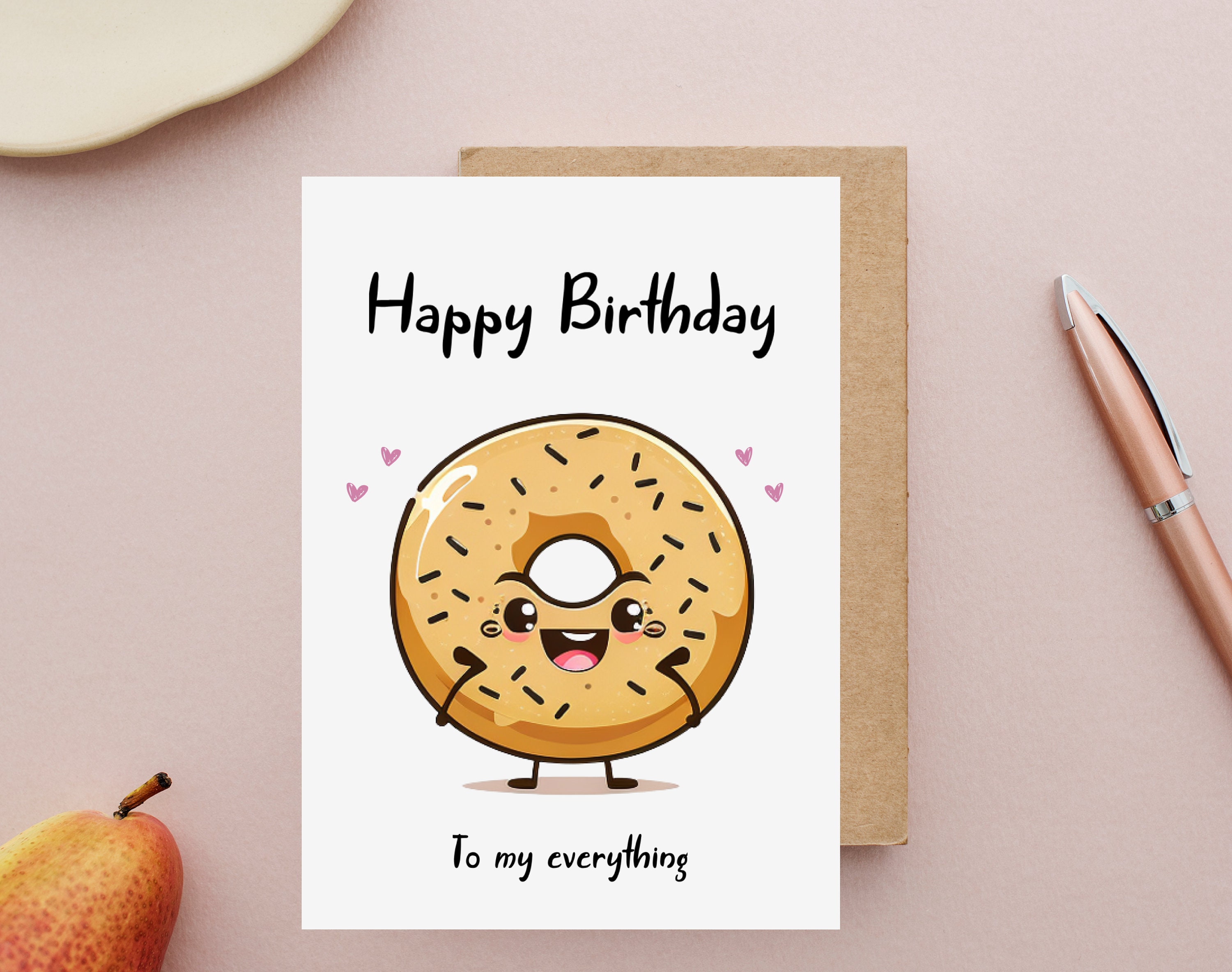 Printable Funny Bagel Birthday Card, Printable Birthday Card Funny ...