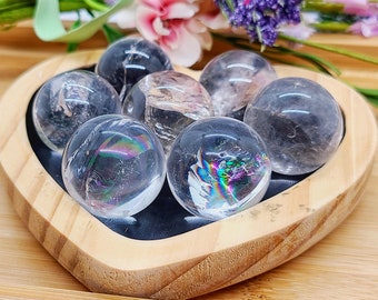 Rainbow Clear Quartz Spheres, Clear Quartz, Quartz, Crystal Spheres, Small Crystal Spheres, Polished Stones, Rainbow Flash, Crystals, Gift