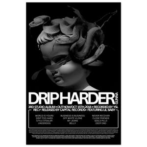 DRIP PLUS FORT : poster Gunna x Lil Baby (différentes options de dimensionnement) *Black Edition*