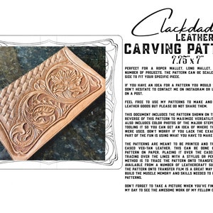 Leather Carving Pattern - Sheridan Style 4 - Roper, Biker, Checkbook, or Clutch sized
