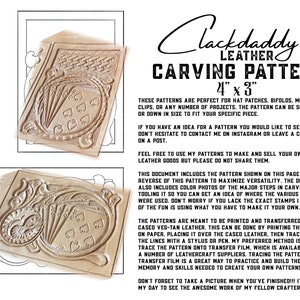 Leather Carving Pattern - Dead Man’s Hand Patch, Bifold, Money Clip, & more