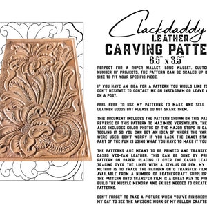 Leather Carving Pattern - Arizona/Porter Style - Roper, Biker, Checkbook, or Clutch sized