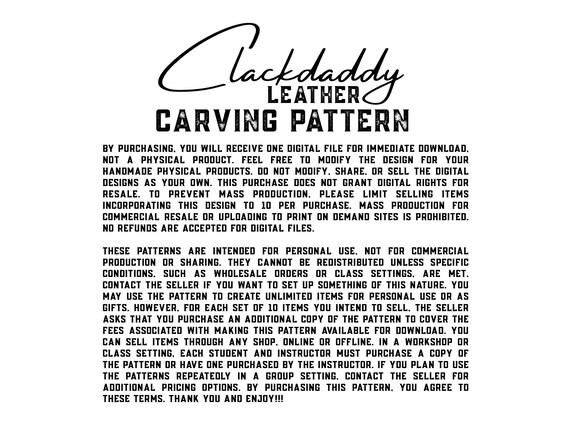 Leather Carving Pattern - Arizona/porter Style - Roper, Biker