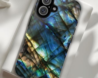 Labradorite Gemstone Tough Phone Case | Rock, Minerals, Gem, Lapidary | iPhone 17 16 15 14 13 12 11 Galaxy S26 S25 S24 Pixel 10 9 8 7 Pro