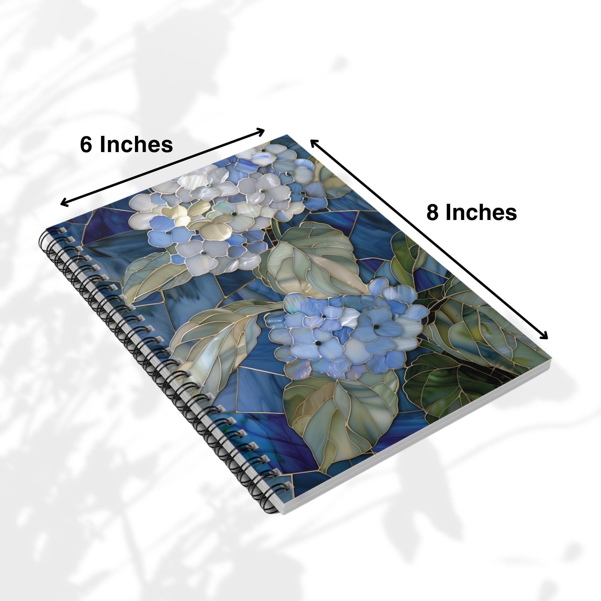 Pretty Blue Hydrangea Stained Glass PRINTED Spiral Notebook Lined ...