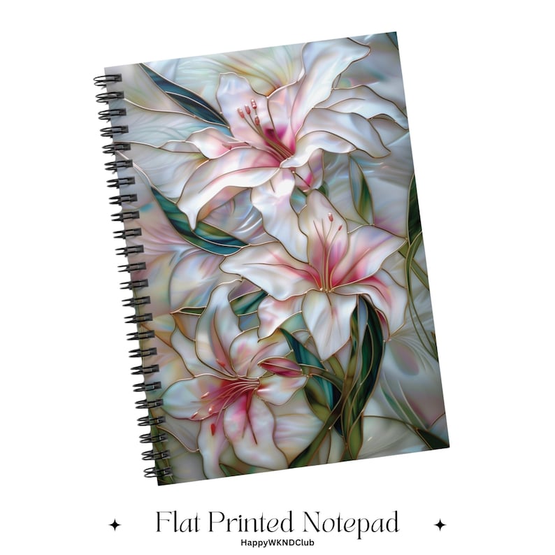 Lily Lilies Stained Glass PRINTED Spiral Notebook - Ruled Line Journal ...
