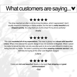 May include: Black text on a white background reads "What customers are saying..." followed by customer reviews. The reviews include star ratings and comments about product quality, shipping, and customer service.