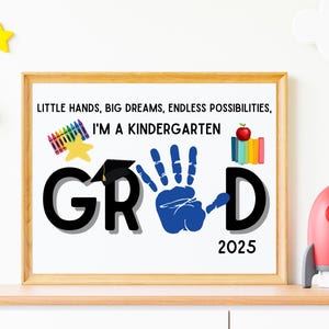 Kindergarten Graduation Certificate, Keepsake, Handprint Art, 2025 grad, Graduation Sign, DIY kid craft, Last day activity, Homeschool