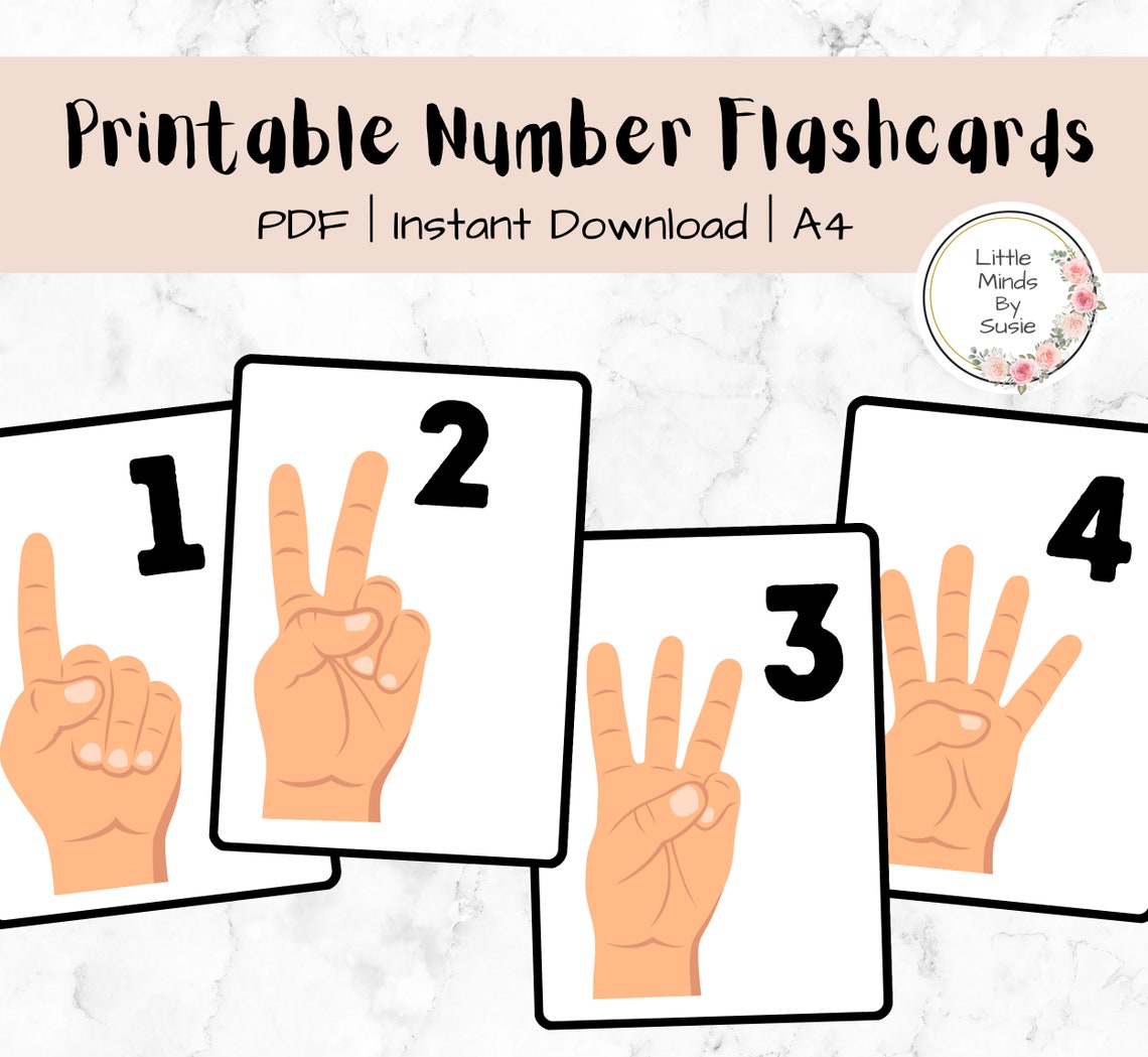 Printable Finger Number Flash Cards, Counting 1-10, Learning ...
