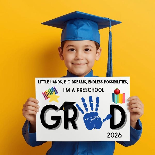 Preschool Graduation Certificate, Preschool Keepsake, Handprint Art, 2026 Grad, Graduation Sign, DIY Kid Craft, Last Day Activity,Homeschool