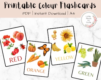 Nature Themed Color Flashcards | Preschool | Kindergarten | Homeschool Nature Study | Printable Montessori Flash Cards | Color Flashcards