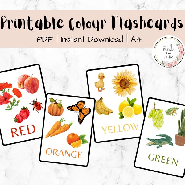 Nature Themed Color Flashcards | Preschool | Kindergarten | Homeschool Nature Study | Printable Montessori Flash Cards | Color Flashcards
