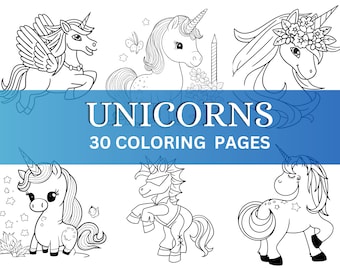 Unicorn Coloring for kids, 30 Fun Baby Unicorn Coloring sheets for Kids and todlers, Printable Unicorn colouring pages download