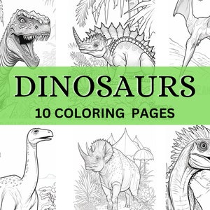 Impresiones para colorear de dinosaurios para niños Páginas para colorear de dinosaurios para niños 10 Hojas para colorear de dinosaurios Páginas de dinosaurios para niños