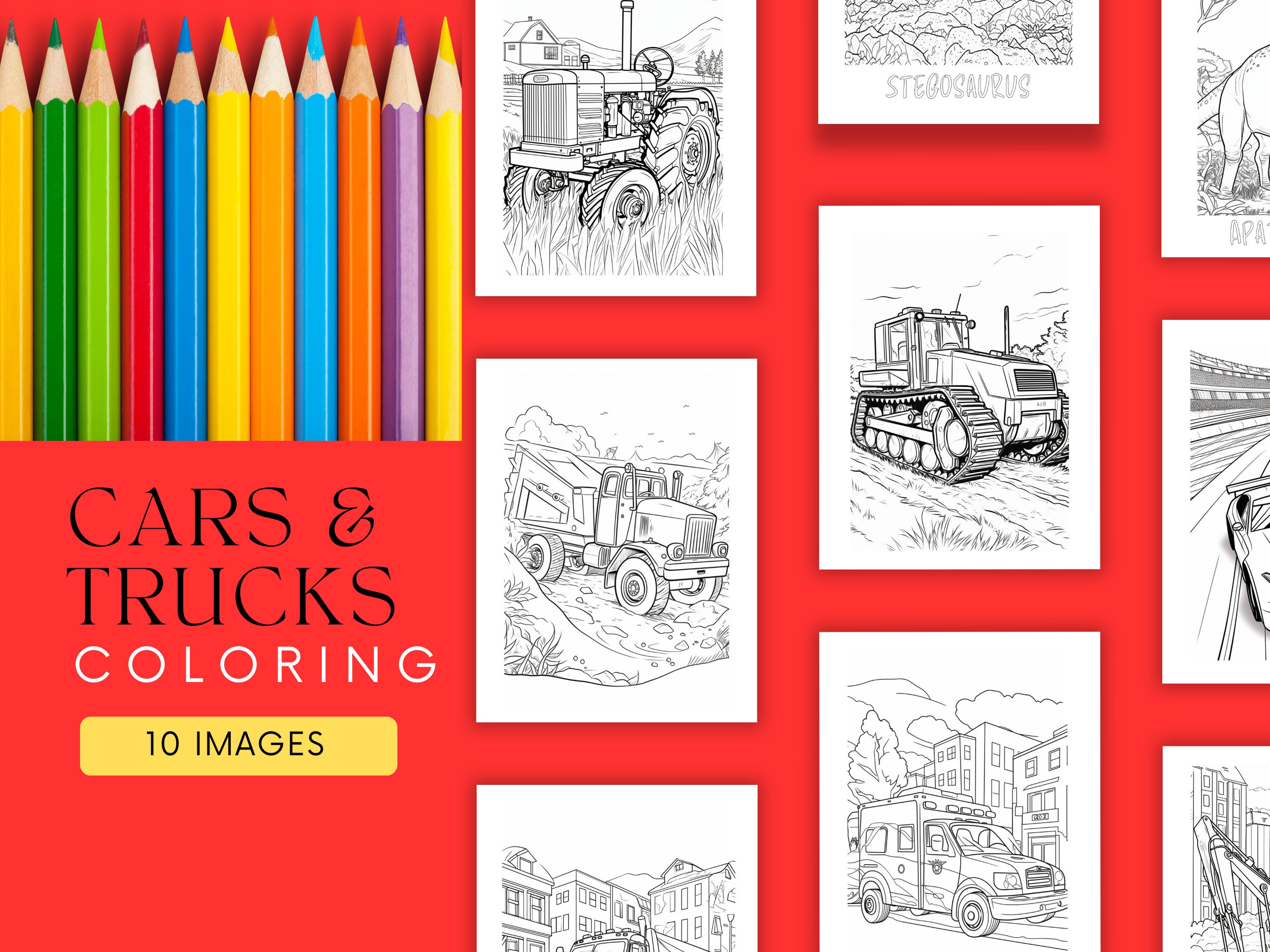 Car and Truck Coloring Pages Collection for Boys, Trucks Construction Vehicles, Racing Car ...