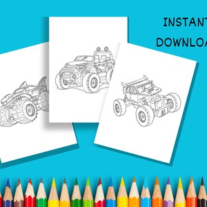 Monster Truck Coloring Pages for Boys, 20 Monster Truck Coloring Sheets for Boys, Kids Printable ...