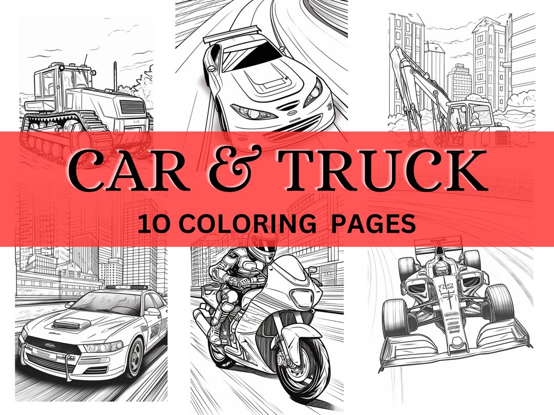 Car and Truck Coloring Pages Collection for Boys Trucks - Etsy