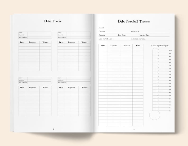 Debt Tracker: Softcover Paperback Monthly Debt Planner, Debt Snowball, Debt Budget Planner, Debt Payoff Trackerk image 3