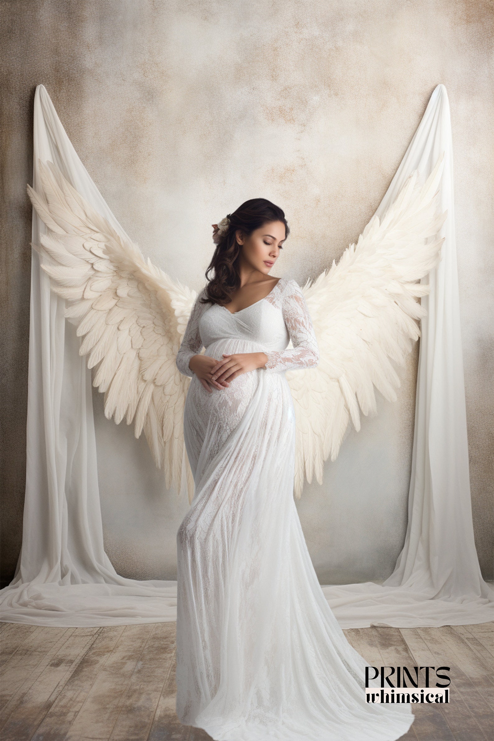 Angel Wings Digital Backdrop Maternity Photoshoot Neutral Backdrop Easy ...