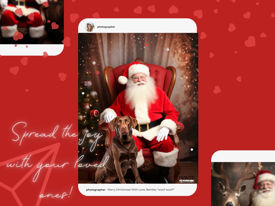 Girl/boy/pet Christmas Digital Backdrop Santa Claus Photoshoot Santa ...