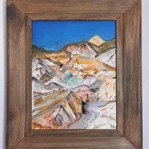 Death Valley Landscape - original framed ready to hang one of a kind impressionist oil painting of Death Valley in California national park