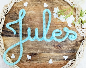 Knitted name, nursery name, personalized baby name, personalized birth gift, baby room decoration, door decoration