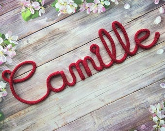Personalized gift, knitted name, nursery name, personalized baby name, baby room decoration, door decoration