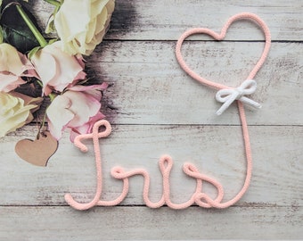 Knitted name, nursery name, personalized baby name, personalized birth gift, baby room decoration, door decoration